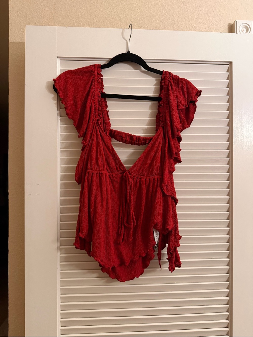 ASOS Red Ruffle Tie-Front Camisole Blouse